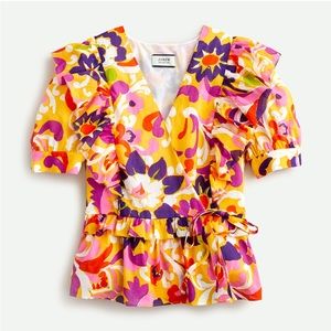 Ratti Floral Print Wrap Top by J Crew Collection